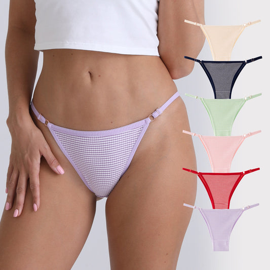 Adjustable buckle stripe silk protein crotch 6 packs 6 colors