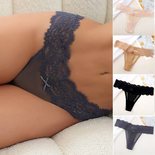 Lace briefs for women seamless solid color breathable sexy, 4 packs 4 colors