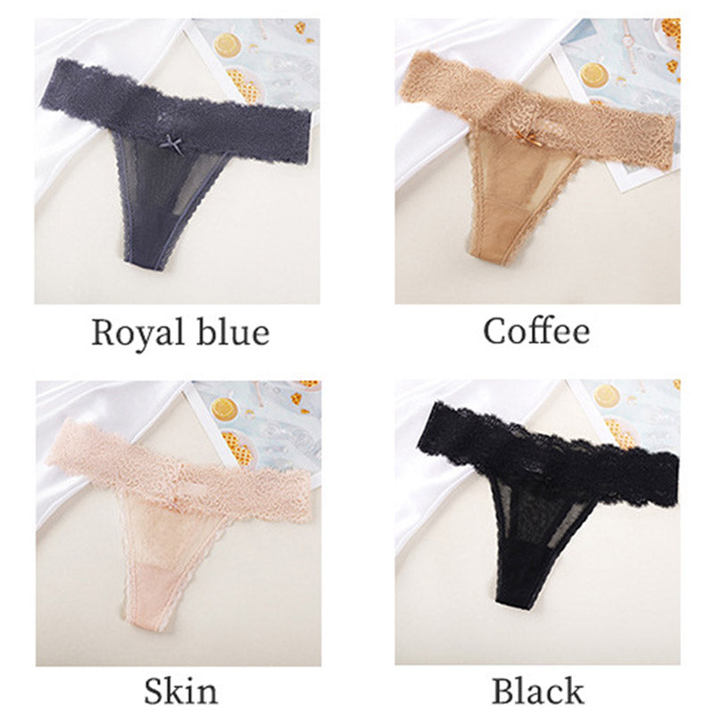 Lace briefs for women seamless solid color breathable sexy, 4 packs 4 colors