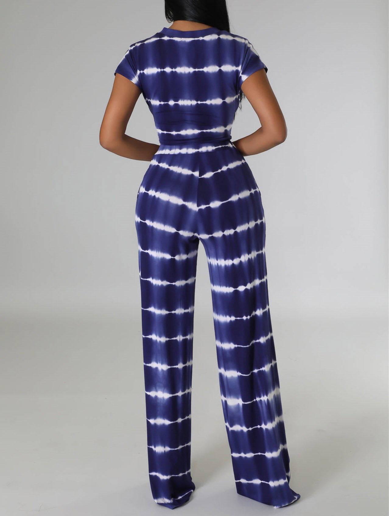 Fashion casual printed suit wide leg trousers two-piece set