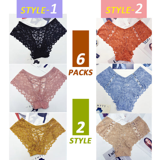 Sexy lace lace plus size briefs, 6 packs