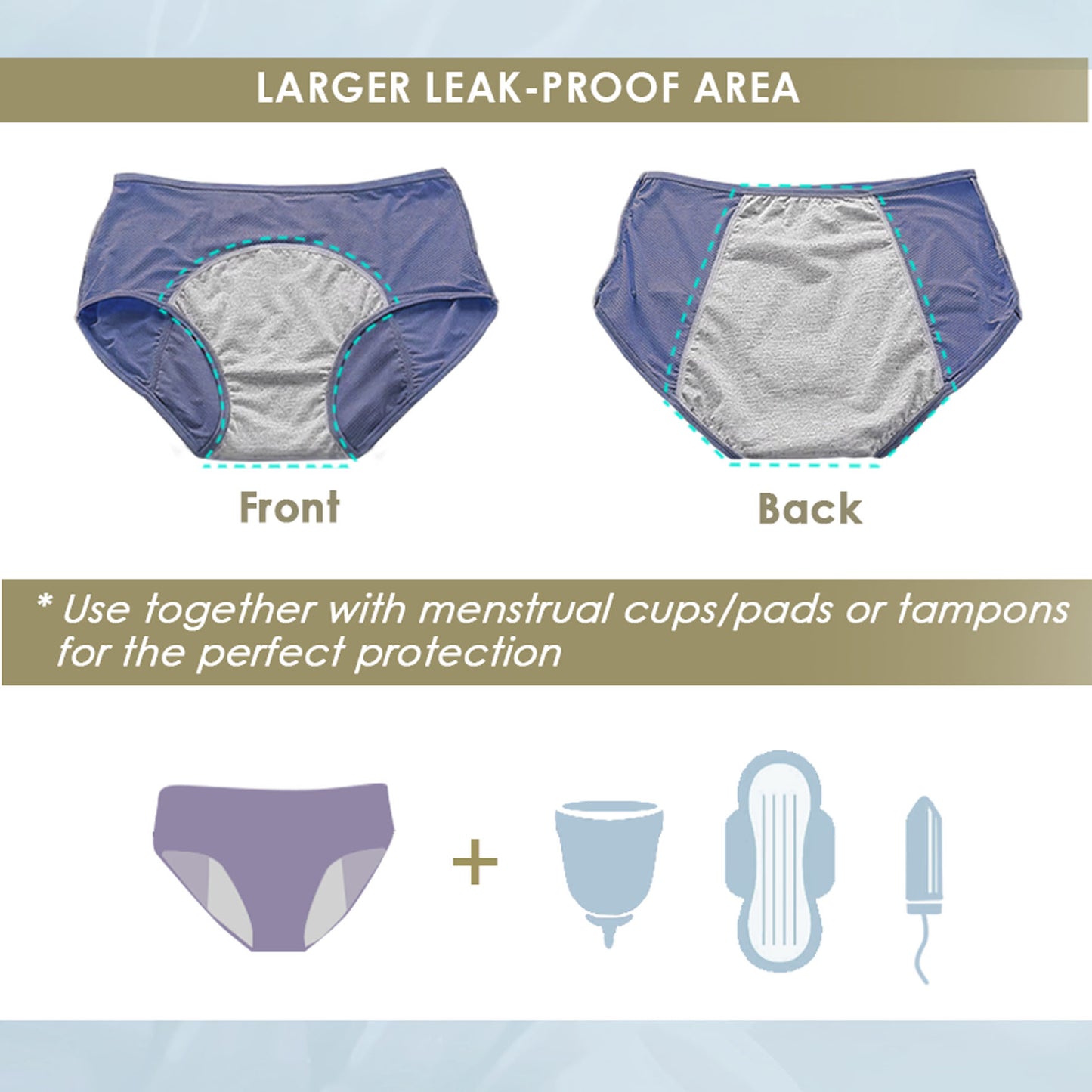 Womens Menstrual Leak Proof Underwear Incontinence Protective Briefs, 5Pack(5 Colour)