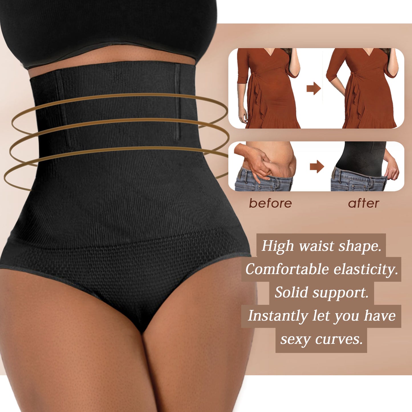 Tummy Tuck Pants Waist Tuck Hip Lift Shapewear women's bottom girth pants Now buy 1 get 2 free,3 Packs