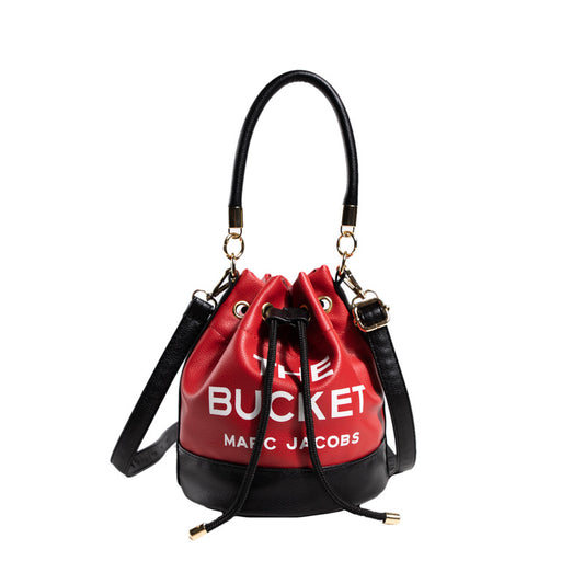 Color bump patchwork bucket One shoulder handbag